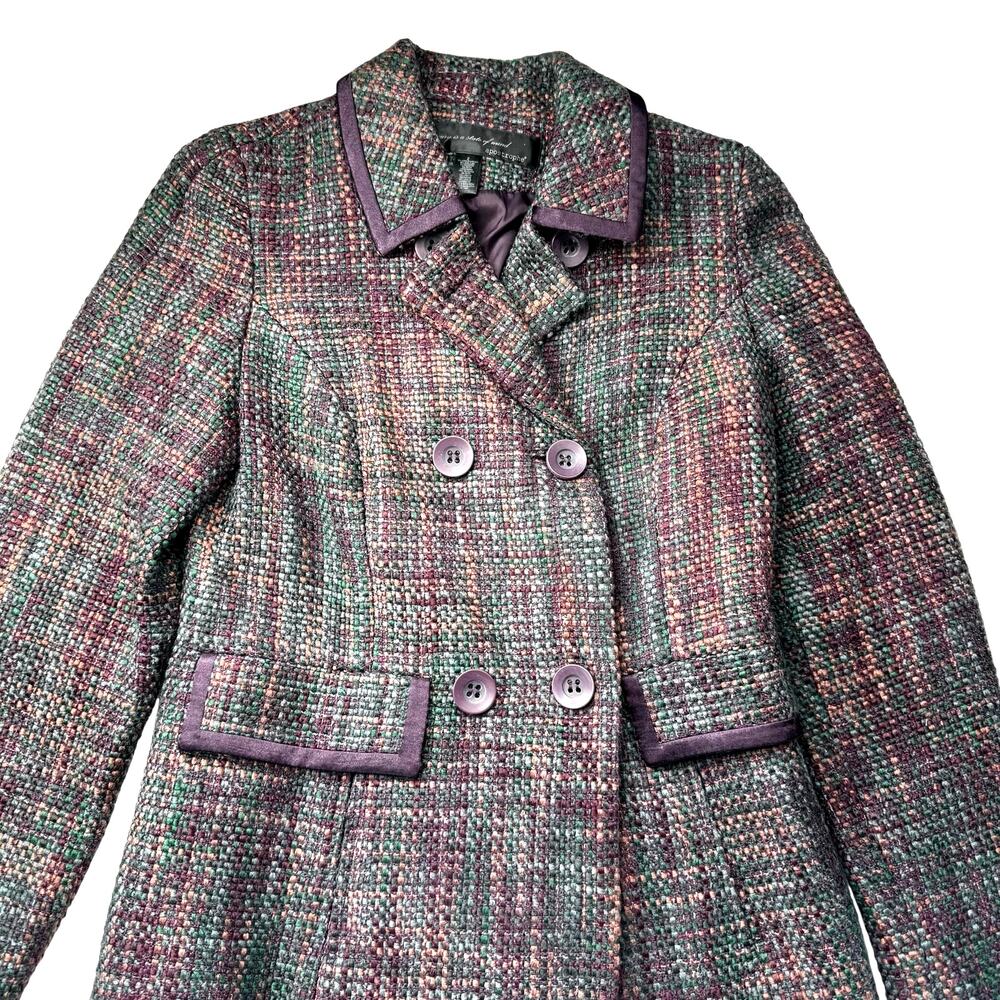 Apostrophe Blend Tweed Long Coat Gossip Girl Blair Waldorf Y2K size 2 xs Purple